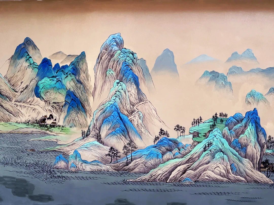 白墙为底 山水作画丨师生共绘千里江山